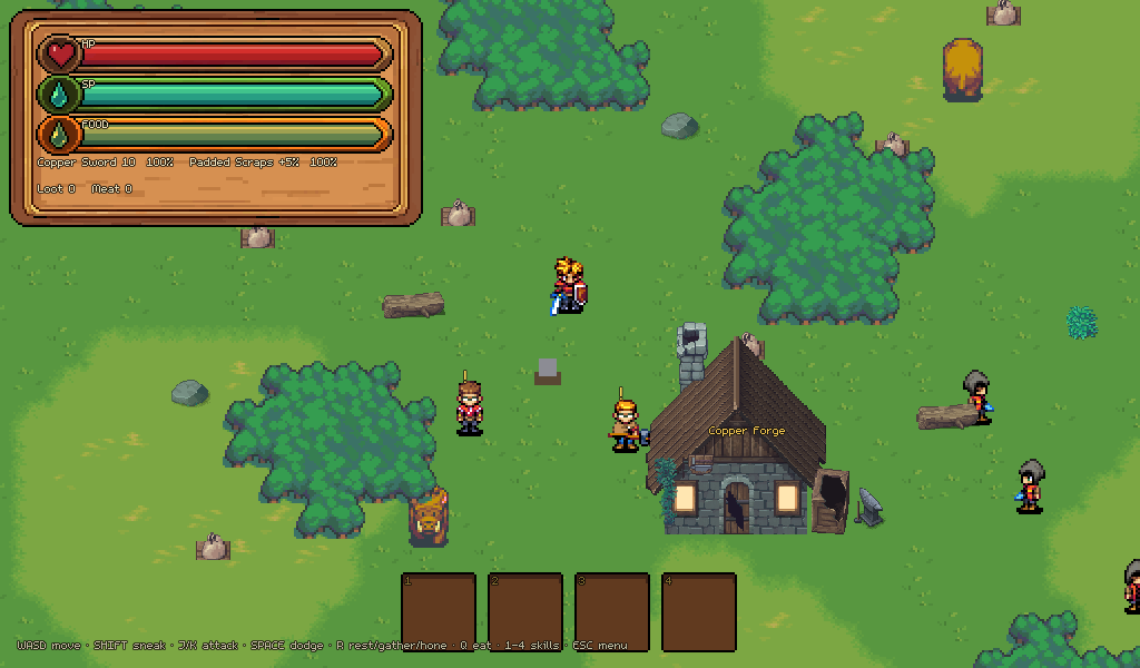The finished Copper Forge beside the recruits