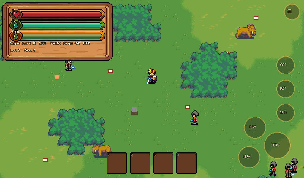 Touch controls overlay with virtual stick and action buttons